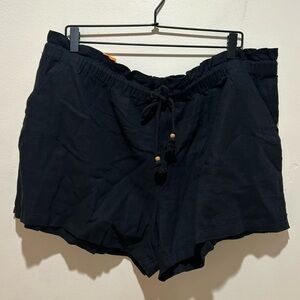 NWT Hang Ten Black Linen Pull On Casual Dress Shorts - Women’s Size XXL